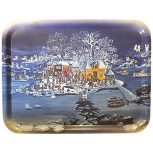 RARE Bengt Elde Christmas Serving Tray Handmade Sweden Birchwood Tavelmalare 17”